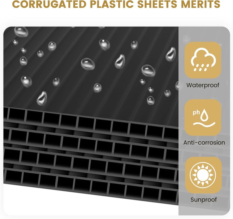 SCZS Corrugated Plastic Sheet for Indoor and Outdoor Use - 4 Mm Thick Poster Board, 24x36 Inches - Pack of 3 Black Plastic Board Sheets - Waterproof Coroplast Sheets and Lightweight Blank - Image 2